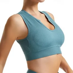 Women's Light Support Sports Bra Running Bra Wirefree Bounce Control Bra Top Padded Fitness Leisure Sports Running Breathable Lightweight Soft Aqua Blue Black White Solid Colored