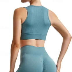 Women's Light Support Sports Bra Running Bra Wirefree Bounce Control Bra Top Padded Fitness Leisure Sports Running Breathable Lightweight Soft Aqua Blue Black White Solid Colored