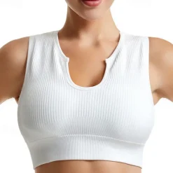 Women's Light Support Sports Bra Running Bra Wirefree Bounce Control Bra Top Padded Fitness Leisure Sports Running Breathable Lightweight Soft Aqua Blue Black White Solid Colored