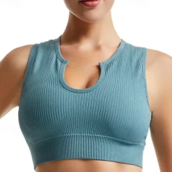 Women's Light Support Sports Bra Running Bra Wirefree Bounce Control Bra Top Padded Fitness Leisure Sports Running Breathable Lightweight Soft Aqua Blue Black White Solid Colored