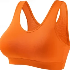 Women's Light Support Sports Bra Running Bra Removable Pad Bounce Control Bra Top Padded Fitness Leisure Sports Running Breathable Lightweight Soft Dark Pink Black White Solid Colored