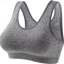 Women's Light Support Sports Bra Running Bra Removable Pad Bounce Control Bra Top Padded Fitness Leisure Sports Running Breathable Lightweight Soft Dark Pink Black White Solid Colored