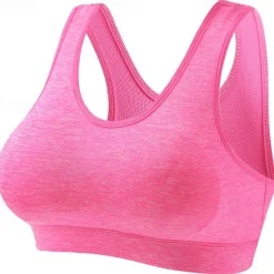 Women's Light Support Sports Bra Running Bra Removable Pad Bounce Control Bra Top Padded Fitness Leisure Sports Running Breathable Lightweight Soft Dark Pink Black White Solid Colored