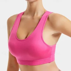 Women's Light Support Sports Bra Running Bra Removable Pad Bounce Control Bra Top Padded Fitness Leisure Sports Running Breathable Lightweight Soft Dark Pink Black White Solid Colored