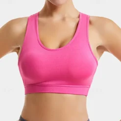 Women's Light Support Sports Bra Running Bra Removable Pad Bounce Control Bra Top Padded Fitness Leisure Sports Running Breathable Lightweight Soft Dark Pink Black White Solid Colored