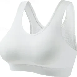 Women's Light Support Sports Bra Running Bra Removable Pad Bounce Control Bra Top Padded Fitness Leisure Sports Running Breathable Lightweight Soft Dark Pink Black White Solid Colored