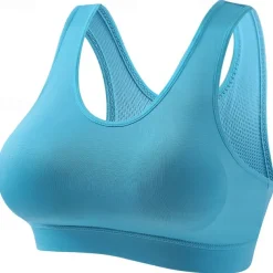 Women's Light Support Sports Bra Running Bra Removable Pad Bounce Control Bra Top Padded Fitness Leisure Sports Running Breathable Lightweight Soft Dark Pink Black White Solid Colored