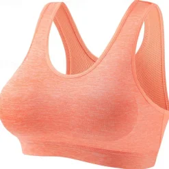 Women's Light Support Sports Bra Running Bra Removable Pad Bounce Control Bra Top Padded Fitness Leisure Sports Running Breathable Lightweight Soft Dark Pink Black White Solid Colored