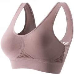 Women's Light Support Sports Bra Running Bra Open Back Bra Top No Padded Fitness Leisure Sports Running Breathable Lightweight Soft Black White Pink Solid Colored