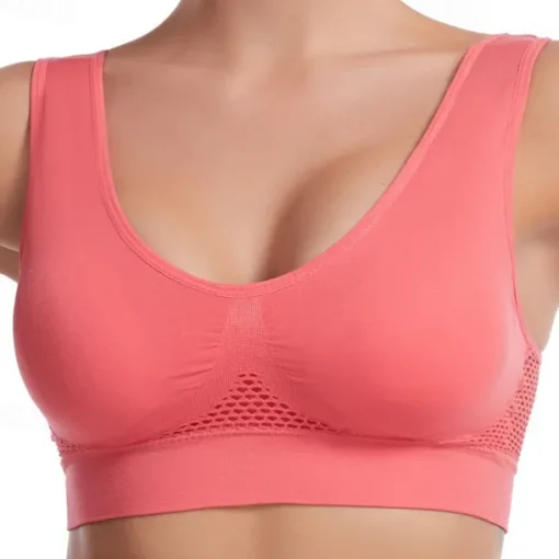 Women's Light Support Sports Bra Running Bra Open Back Bra Top Padded Fitness Leisure Sports Running Breathable Lightweight Soft Watermelon Red Black White Solid Colored