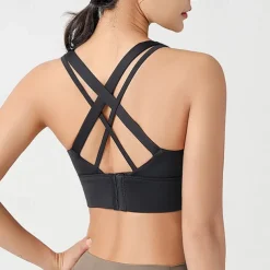 Women's Light Support Sports Bra Running Bra Open Back Cross Back Bra Top Padded Fitness Leisure Sports Running Breathable Lightweight Soft Black Pink Blue Solid Colored