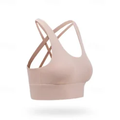 Women's Light Support Sports Bra Running Bra Open Back Cross Back Bra Top Padded Fitness Leisure Sports Running Breathable Lightweight Soft Black Pink Blue Solid Colored