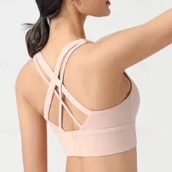 Women's Light Support Sports Bra Running Bra Open Back Cross Back Bra Top Padded Fitness Leisure Sports Running Breathable Lightweight Soft Black Pink Blue Solid Colored