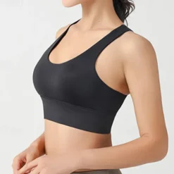 Women's Light Support Sports Bra Running Bra Open Back Cross Back Bra Top Padded Fitness Leisure Sports Running Breathable Lightweight Soft Black Pink Blue Solid Colored