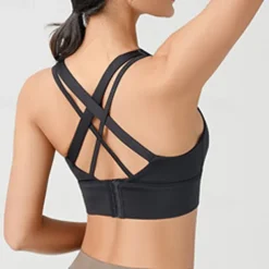 Women's Light Support Sports Bra Running Bra Open Back Cross Back Bra Top Padded Fitness Leisure Sports Running Breathable Lightweight Soft Black Pink Blue Solid Colored