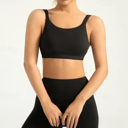 Women's Light Support Sports Bra Running Bra Patchwork Open Back Bra Top Padded Fitness Leisure Sports Running Breathable Lightweight Soft Spandex Black Light Green Purple Solid Colored