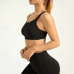 Women's Light Support Sports Bra Running Bra Patchwork Open Back Bra Top Padded Fitness Leisure Sports Running Breathable Lightweight Soft Spandex Black Light Green Purple Solid Colored