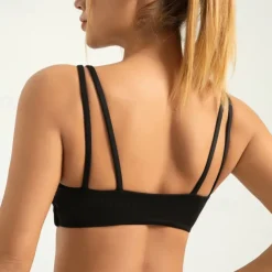 Women's Light Support Sports Bra Running Bra Patchwork Open Back Bra Top Padded Fitness Leisure Sports Running Breathable Lightweight Soft Spandex Black Light Green Purple Solid Colored