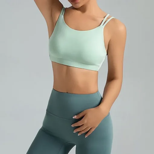 Women's Light Support Sports Bra Running Bra Patchwork Open Back Bra Top Padded Fitness Leisure Sports Running Breathable Lightweight Soft Spandex Black Light Green Purple Solid Colored