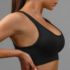 Women's Light Support Sports Bra Running Bra Open Back Removable Pad Bra Top Padded Fitness Leisure Sports Running Breathable Lightweight Soft Black Red Royal Blue Solid Colored