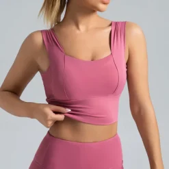 Women's Light Support Sports Bra Running Bra Open Back Wirefree Bra Top Padded Fitness Leisure Sports Running Breathable Lightweight Soft Spandex Dark Pink Pink+Red Rust Red Solid Colored