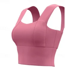 Women's Light Support Sports Bra Running Bra Open Back Wirefree Bra Top Padded Fitness Leisure Sports Running Breathable Lightweight Soft Spandex Dark Pink Pink+Red Rust Red Solid Colored