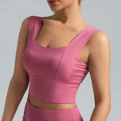 Women's Light Support Sports Bra Running Bra Open Back Wirefree Bra Top Padded Fitness Leisure Sports Running Breathable Lightweight Soft Spandex Dark Pink Pink+Red Rust Red Solid Colored