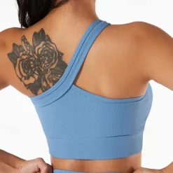 Women's Light Support Sports Bra Running Bra Open Back Wirefree Bra Top Padded Fitness Leisure Sports Running Breathable Lightweight Soft Black White Blue Solid Colored