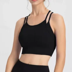 Women's Light Support Sports Bra Running Bra Racerback Bra Top Padded Fitness Leisure Sports Running Breathable Lightweight Soft Black Purple Orange Solid Colored