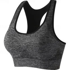 Women's Light Support Sports Bra Running Bra Racerback Wirefree Bra Top Padded Fitness Leisure Sports Running Breathable Lightweight Soft Blue Dark Gray Purple Solid Colored