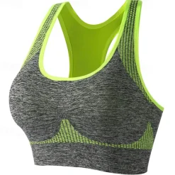 Women's Light Support Sports Bra Running Bra Racerback Wirefree Bra Top Padded Fitness Leisure Sports Running Breathable Lightweight Soft Blue Dark Gray Purple Solid Colored