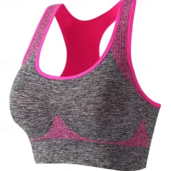 Women's Light Support Sports Bra Running Bra Racerback Wirefree Bra Top Padded Fitness Leisure Sports Running Breathable Lightweight Soft Blue Dark Gray Purple Solid Colored