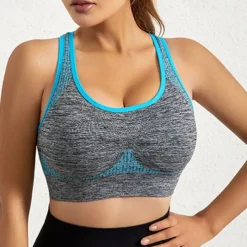 Women's Light Support Sports Bra Running Bra Racerback Wirefree Bra Top Padded Fitness Leisure Sports Running Breathable Lightweight Soft Blue Dark Gray Purple Solid Colored