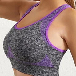 Women's Light Support Sports Bra Running Bra Racerback Wirefree Bra Top Padded Fitness Leisure Sports Running Breathable Lightweight Soft Blue Dark Gray Purple Solid Colored