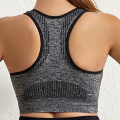 Women's Light Support Sports Bra Running Bra Racerback Wirefree Bra Top Padded Fitness Leisure Sports Running Breathable Lightweight Soft Blue Dark Gray Purple Solid Colored