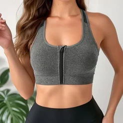 Women's Light Support Sports Bra Running Bra Racerback Open Back Bra Top Padded Fitness Leisure Sports Running Breathable Lightweight Soft Black Gray Solid Colored