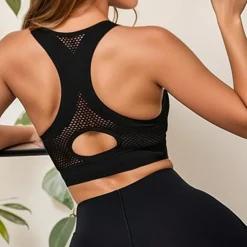 Women's Light Support Sports Bra Running Bra Racerback Open Back Bra Top Padded Fitness Leisure Sports Running Breathable Lightweight Soft Black Gray Solid Colored