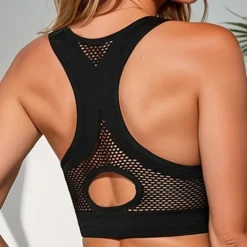 Women's Light Support Sports Bra Running Bra Racerback Open Back Bra Top Padded Fitness Leisure Sports Running Breathable Lightweight Soft Black Gray Solid Colored