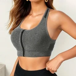 Women's Light Support Sports Bra Running Bra Racerback Open Back Bra Top Padded Fitness Leisure Sports Running Breathable Lightweight Soft Black Gray Solid Colored