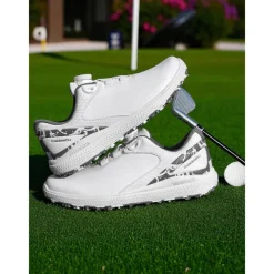 Women's Lightweight Golf Shoes – Modern Sports Trainers with Pink Accents for Daily Golf Practice and Summer Outdoor Activities