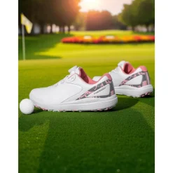Women's Lightweight Golf Shoes – Modern Sports Trainers with Pink Accents for Daily Golf Practice and Summer Outdoor Activities