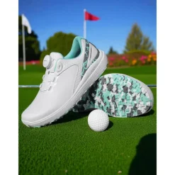 Women's Lightweight Golf Shoes – Modern Sports Trainers with Pink Accents for Daily Golf Practice and Summer Outdoor Activities