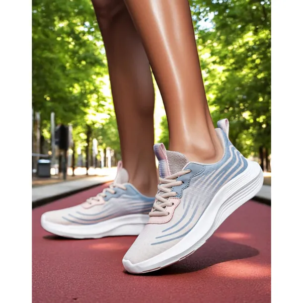 Women's Lightweight Running Shoes - Green Accents with Breathable Mesh, Ideal for Sports and Active Outdoor Workouts