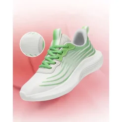 Women's Lightweight Running Shoes - Green Accents with Breathable Mesh, Ideal for Sports and Active Outdoor Workouts