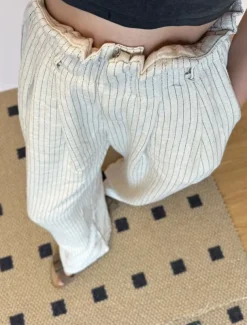 Women's Linen BLend Pants Trousers Vacation Vintage Ethnic Style Full Length Mid Waist Striped Elastic Waistband Comfy Breathability Soft Inelastic Vacation Home Beige Summer Spring Fall Loose Fit