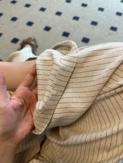 Women's Linen BLend Pants Trousers Vacation Vintage Ethnic Style Full Length Mid Waist Striped Elastic Waistband Comfy Breathability Soft Inelastic Vacation Home Beige Summer Spring Fall Loose Fit