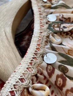 Women's Linen Cotton Boho Shirt Floral Seashell Paisley Abstract Vintage Stylish Ethnic 3/4 Length Sleeve Lantern Sleeve V Neck Regular Tops Daily Holiday Going out Tie Front Brown Summer Spring Fall