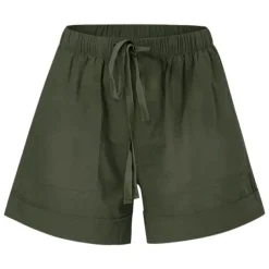 Women's Linen-Inspired Shorts Drawstring Pocket Plain Daily Regular Summer Green Black Pink Orange Red