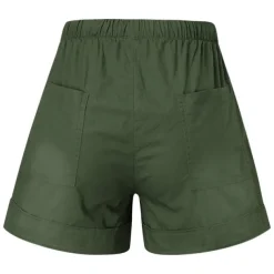 Women's Linen-Inspired Shorts Drawstring Pocket Plain Daily Regular Summer Green Black Pink Orange Red