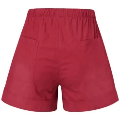 Women's Linen-Inspired Shorts Drawstring Pocket Plain Daily Regular Summer Green Black Pink Orange Red